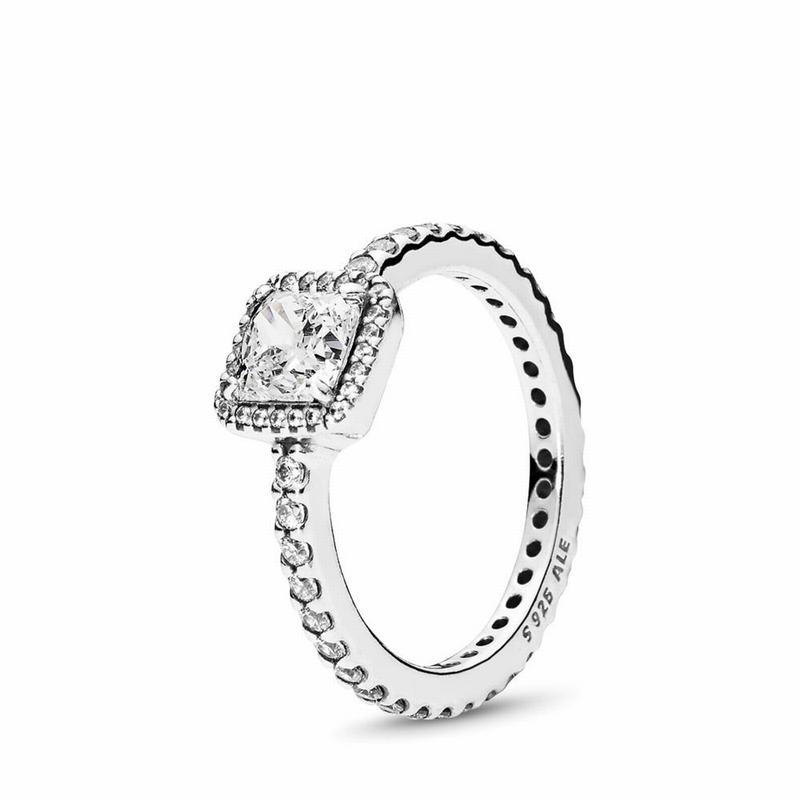 Pandora Square Sparkle Promise Ring Ireland - Sterling Silver/Cubic Zirconia - 418027CKQ